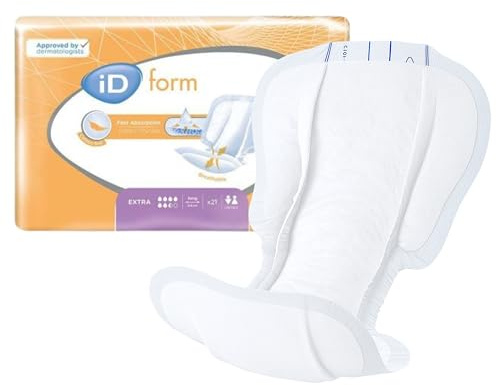 iD Expert Form Disposable Extra Incontinence Pads, Men's and Women's, Disposable Briefs, Anti-Leak Protection, Wetness Indicator, Odour Control, 1900ml, 21 Pads