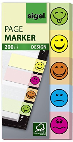 Sigel© Haftmarker Design Smile, grn, gelb, orange, blau, rot, 20x50 mm, 200 Streifen