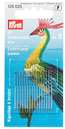 Prym 125,525 Crewel Sticknadeln, Steel, Silber, 35 mm Länge x 0,6 mm Dicke, 16 Count