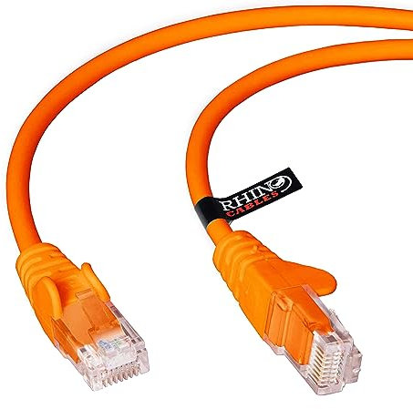 rhinocables CAT 5e High-Speed Ethernet Cable - Reliable LAN Network RJ45 Cable for Fast Internet & Data Transfer | Durable WiFi Broadband Cable for Gaming & Streaming, (3m, Orange, Pack of 1)