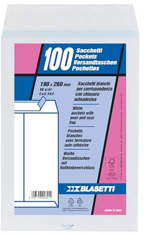 Blasetti - Buste a Sacco Bianche 19x26cm - 100pz - Carta 80gr