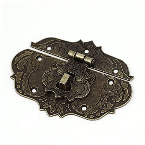 sourcing map HOLZKOFFER TRUHE Werkzeugkoffer 86 mm x 65 mm bronzefarben | Verschluss-Überfalle und Riegel