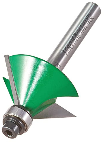 Trend CraftPro Zwei-Flöten Selbstgeführter Fasenfräser, 1/4-Zoll-Schaft, 12,7 mm Schneiddurchmesser und 45-Grad-V-Nut, Hartmetallbestückt, C049X1/4TC