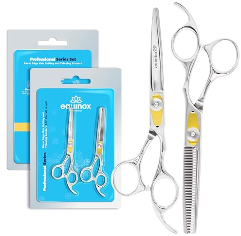 Equinox International Egde Series Ciseaux de coiffeur et barbier en acier inoxydable japonais, longueur 16,5 cm