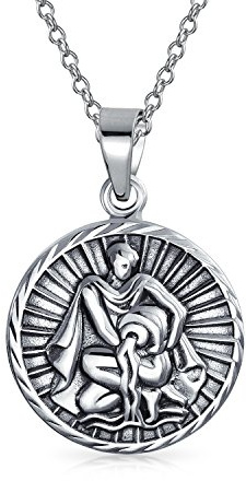 Bling Jewelry Astrologie Horoskop Disc Medaillon Anhänger Sternzeichen Halskette Für Männer Frauen Antiqued .925 Sterling Silber Alle Konstellation