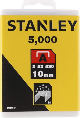 Stanley Klammern Typ A (10 mm, Klammern aus Runddraht für Elektro- und Handtacker Typ A) 5000 Stück, 1-TRA206-5T