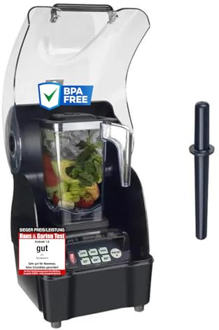 OmniBlend V Hochleistungsmixer mit Geräuschschutz I Smoothie Mixer mit BPA-freiem 1,5L Behälter & 6-Klingen-System aus Edelstahl I ideal für Smoothies I Standmixer mit 3 PS Motor I schwarz