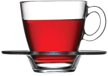 Pasabahce - 12 Pezzi Set con 6 Tazze per tè, caffè, Cappuccino e 6 piattini Aqua (Max. 215 ml)