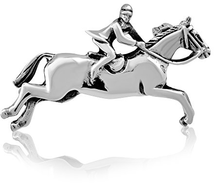 WithLoveSilver 925 sterlingsilver hoppande hästsko hästsko ryttare brosch nål, Sterlingsilver, NA