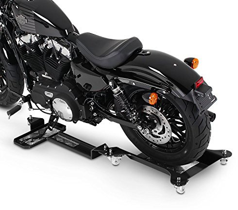 ConStands Motomover II - Motorrad Rangierschiene Kompatibel mit Triumph America Schwarz Rangierwagen Rangierhilfe Seitenständer Hinterrad