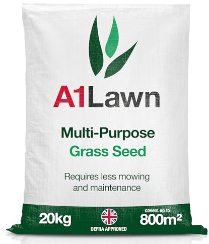 A1 Lawn Multi Purpose Grass Seed, Fast Growing, Pet & Child Friendly | 20kg, Covers up to 800m2, DEFRA Certified, Creeping Red Fescue, Over Seeding, New Lawns & Thickening, Fash Establishment