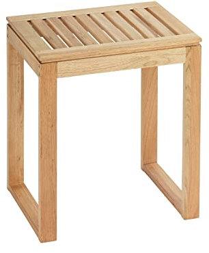WENKO Hocker Norway - Wohnhocker, Badhocker, Walnussholz, 40 x 46 x 30 cm, Walnuss Beige
