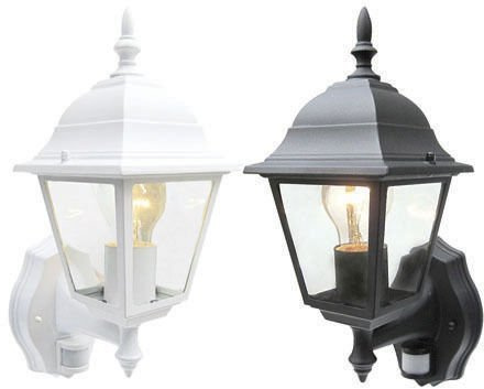 Bright Electrical Outdoor Pir Wall Lantern Sensor Light Security 4 Sided Exterior Motion Security Black