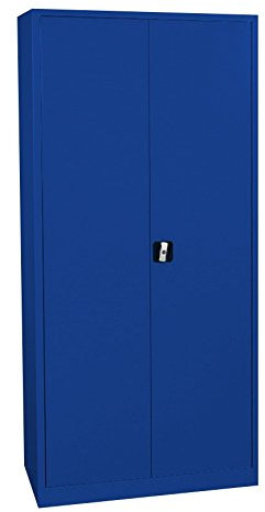 Flügeltürenschrank komplett montiert Metallschrank abschließbar blau 195x92x42cm Lagerschrank Aktenschrank 4 Fachböden 530343