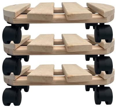 Pflanzenroller Holz MASSIV rund 30 cm bis 120 KG (3)