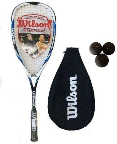 Wilson Hyper hammare kol 120 blå squashracket + 3 squashbollar