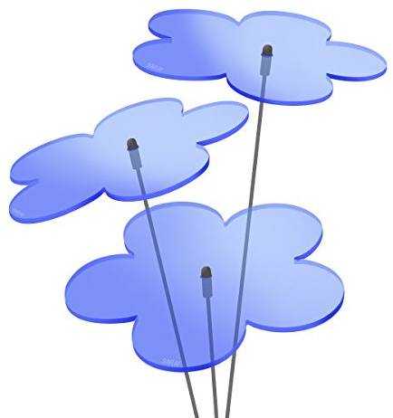 SUNPLAY Sonnenfänger Blumen in BLAU, 3 Stück je 10 cm Durchmesser im Set + 35 cm Schwingstäbe