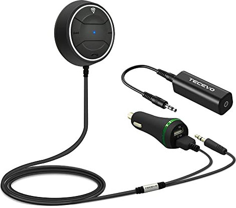 TECEVO Bluetooth 5.0 Handsfree Car Kit - Bluetooth Music Receiver, NFC Quick Pairing, AUX Jack Playing Music And Hands Free Calling Car Adapter …