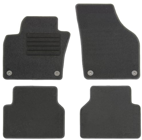 AD Tuning Textil Fußmatten für VW Tiguan 5N (11/2007-03/2016) | 4-teilig, 100 % passgenau, Textil, Schwarz, Randkettelung, mit Befestigungen vorne