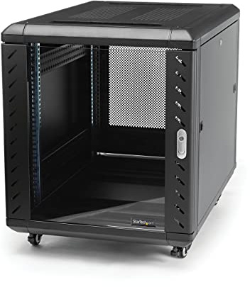StarTech Armario Rack de Servidores de Tipo Empresarial 12U - Rack Cerrado de 4 Columnas 19 - Profundidad de Montaje 75 cm - Capacidad de Carga de 800 kg