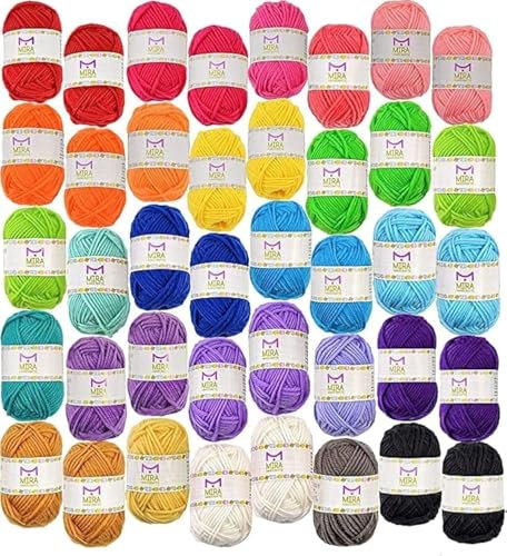 Standard Garnknäuel Packung - 40 Acryl Garn Stränge – Erlesene Farben – Perfekt für jedes Häkel- und Strickprojekt