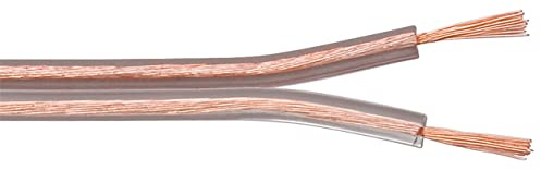 Goobay 52082 Lautsprecherkabel 2x2,5mm² CCA Litze / Boxenkabel Audio Kabel Meterware / Speaker Cable Litzenkabel Audiokabel Subwoofer Kabel / Transparent / 50m