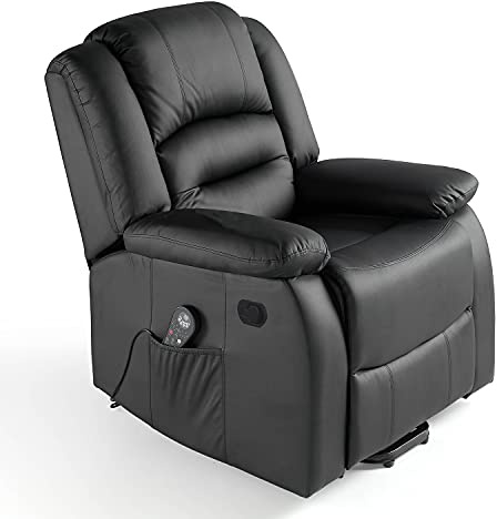 ECODE® Sillon de Relax Reclinable Manual de Polipiel con Masaje y Calor Lumbar - Modo Reclinable TV, 10 Vibromotores, Calor Lumbar Ideal para Personas Mayores