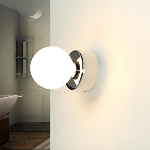 Licht-Erlebnisse Lampada da parete per interni in vetro metallo cromato IP44 bagno A: 10 cm G9 max 40 watt sfera antiabbagliante specchio moderno lampada da parete bagno BRAZOS