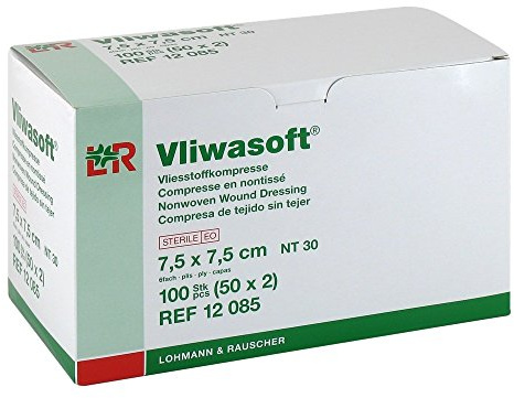 Vliwasoft Non-Woven Dressings 7.5 x 7.5 cm Sterile 6-Ply Pack of 50 x 2