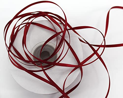 CaPiSo 100m Satinband 3mm Schleifenband Geschenkband Dekoband Satin Hochzeit Weihnachten Weihnachtsband (Bordeaux)