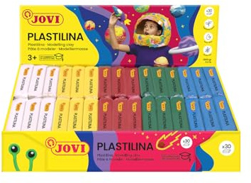 Jovi - PLASTILINA, Pasta da modellare a base vegetale, 30 x 50 grammi, Assortimento base, Colori vivaci e grande plasticità, Senza glutine, Ideale per bambini a partire da 2 anni (70B)