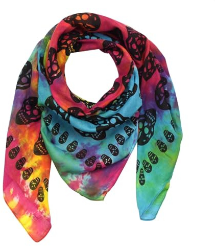 Freak Scene Superfreak® Baumwolltuch mit Totenkopf Muster - Tuch - Schal - 100x100 cm - 100% Baumwolle