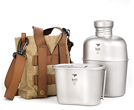 1100 ml + 700 ml Titan Ultraleicht Military Wasserflasche Portable Große Kapazität Camping Wasserkocher Outdoor Geschirr mit tasche