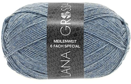 LANA GROSSA Meilenweit 6-fach 150 | 6-fädiger Sockenklassiker, waschmaschinenfest | Handstrickgarn 80% Schurwolle & 20% Polyamid | 150g Wolle zum Stricken & Häkeln | 390m Garn FB9226
