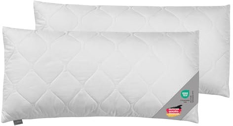 Traumnacht Cozy - Kopfkissen 2er Set mit Bezug aus softer Mikrofaser, Öko-Tex zertifiziertes Kopfkissen mit Reißverschluss, 40x80 cm, produziert nach deutschem Qualitätsstandard