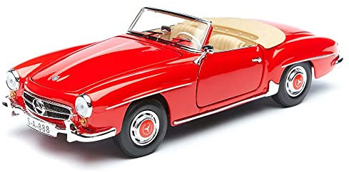 Maisto Mercedes 190SL '55, Modellauto mit Federung, Maßstab 1:18, Türen und Motorhaube beweglich, Fertigmodell, lenkbar, 24 cm, rot (531824)