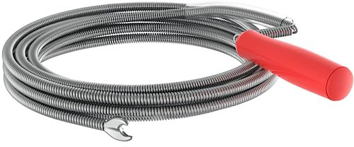 Kirchhoff 99907120 Rohrreinigungsspirale Ø 9 mm x 5 m lang, Abflussspirale mit Kralle, flexible Rohrspirale für Küche und Bad, Abfluss Spirale zur Rohrreinigung, Edelstahl