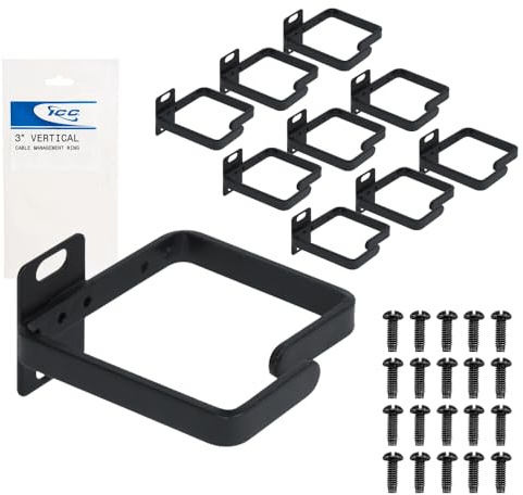 ICC 3” Metal Cable Management Ring, Vertical, Rack or Wall Mount, Pack of 10 – Cable Organizer for Network Racks and Wiring Systems