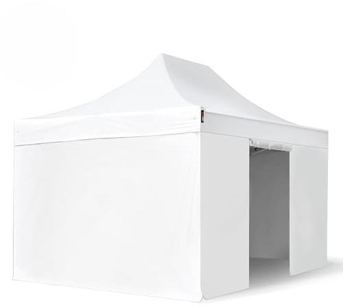 TOOLPORT Faltzelt Faltpavillon Professional 3x4,5 m mit 4 Seitenteilen (ohne Fenster) - ALU Pavillon Partyzelt weiß