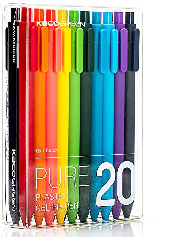 KACO Soft Touch einziehbare Gelschreiber Schriftzug-Stiftsatz 0,5 mm feine Spitze (20 Farben)