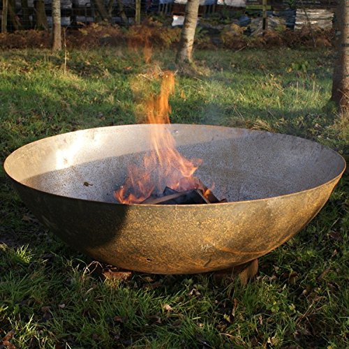 Round Wood Dish Wood 100cm Steel Bowl Burners-Rust Finish Fire Pits Garden Heating Heater Feature Furniture Patio, 100x100x34 cm