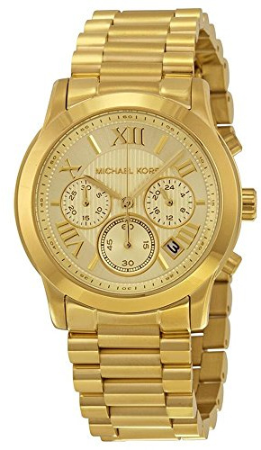 Michael Kors Damen Gold Ton Stahl Armband und Fall Quarz goldfarbene Zifferblatt Chronograph mk6274
