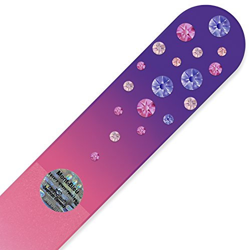 Mont Bleu Handgefertigte Groß-Glasnagelfeile von Hand dekoriert mit crystals from Swarovski - Tschechische Kristallnagelfeile - Echtem gehärteten Glas aus Tschechien