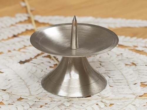 Kerzenteller Kerzenständer Kerzenhalter für Hochzeitskerze Taufkerze Silber 16551, Größe:8.5 cm Durchm.
