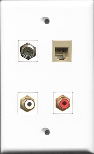 RiteAV 1 porta RCA rosso e 1 porta RCA bianco e 1 porta cavo coassiale TV- tipo F e 1 porta telefono RJ11 RJ12 beige