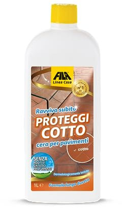 FILA Surface Care Solutions, PROTEGGI COTTO, Cera Pavimenti per Superfici in Cotto, Protegge i tuoi Pavimenti in Cotto e Dona una Piacevole Finitura, Ravviva Cotto in una Sola Passata, 1L