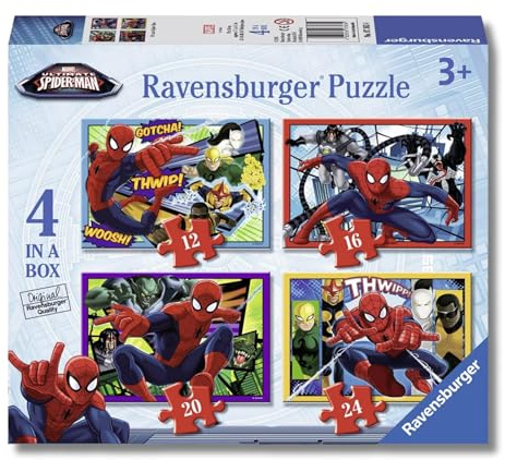 Ravensburger - Puzzles Marvel Ultimate Spiderman 4 Pack | Puzzle Bambini 3 Anni In Su | Regalo Bimba 3 Anni In Su 72 Pezzi | Puzzle Bambini 19 X 14 Cm | Puzzles Stitch Bambina