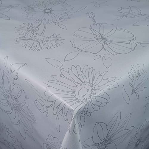d-c-fix Wachstuch Wachstischdecke Tischdecke Gartentischdecke Blumen Palmas Grau Breite & Länge wählbar 140 x 270 cm Eckig abwaschbar