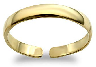 Jewelco London Ladies Solid 9ct Yellow Gold Elegant Minimalist D-Shape Band Open Toe Ring 2.5mm