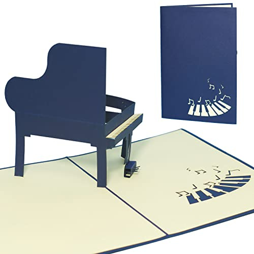 LINPOPUP® POP-UP Musikkarte – 3D Klappkarte mit Piano-Motiv – Geburtstags- & Glückwunschkarte N129
